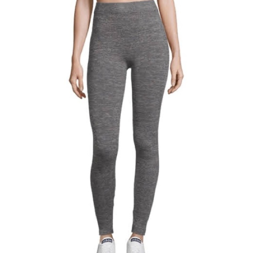 Fleece-Lined Seamless Leggings, Heather Gray